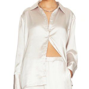 Bone Color Silk Button Up - Size 4